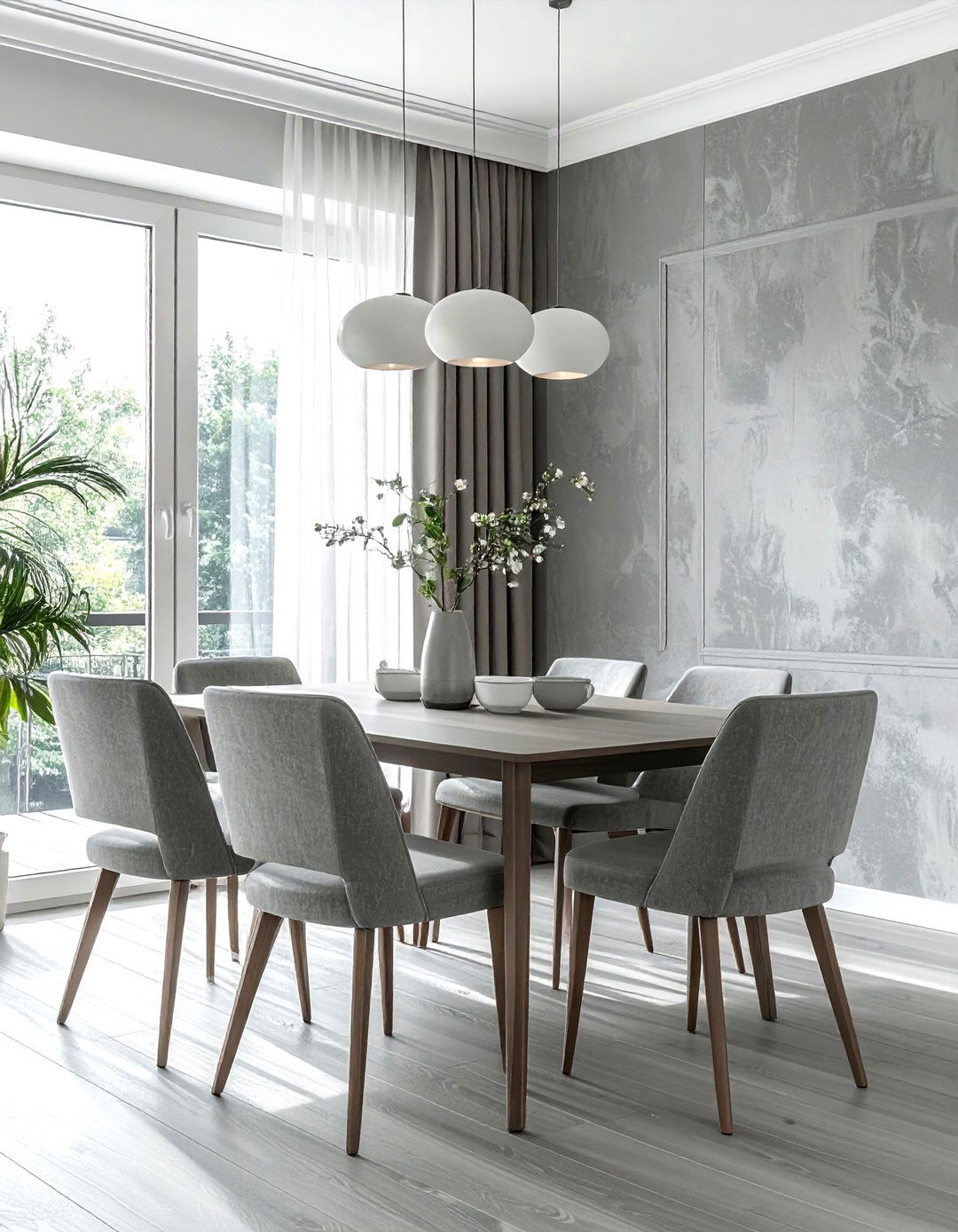 Light Gray Dining Room Textured Wallpaper - 30 light gray dining room ideas