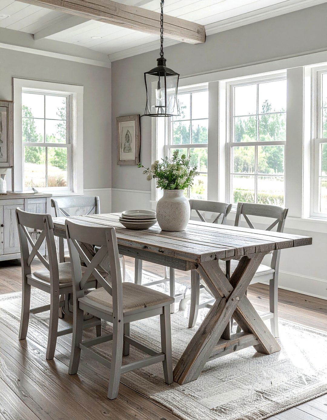 Light Gray Farmhouse Set - 30 gray dining room furniture ideas