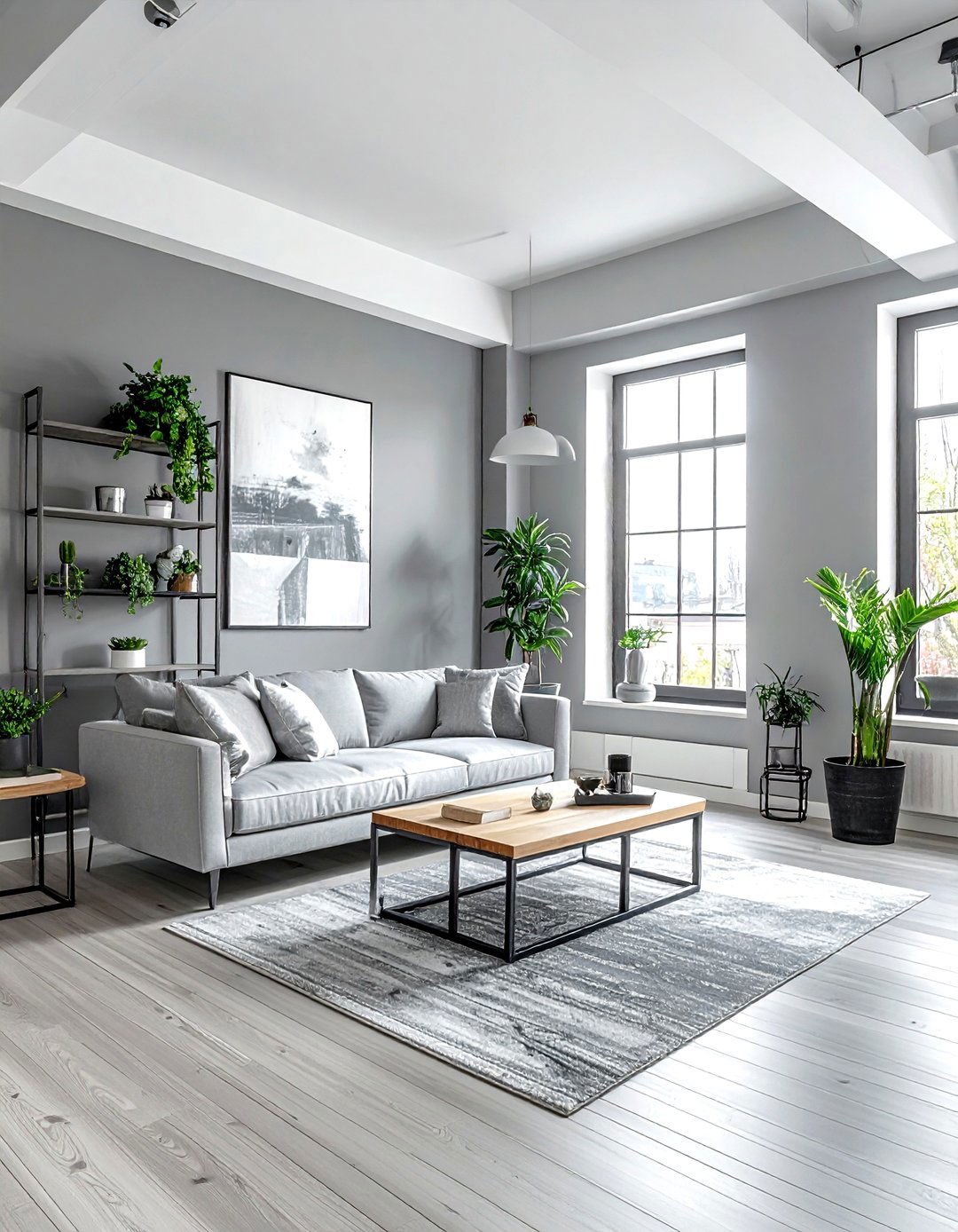 Light Gray Industrial Interior - 30 industrial gray living room ideas