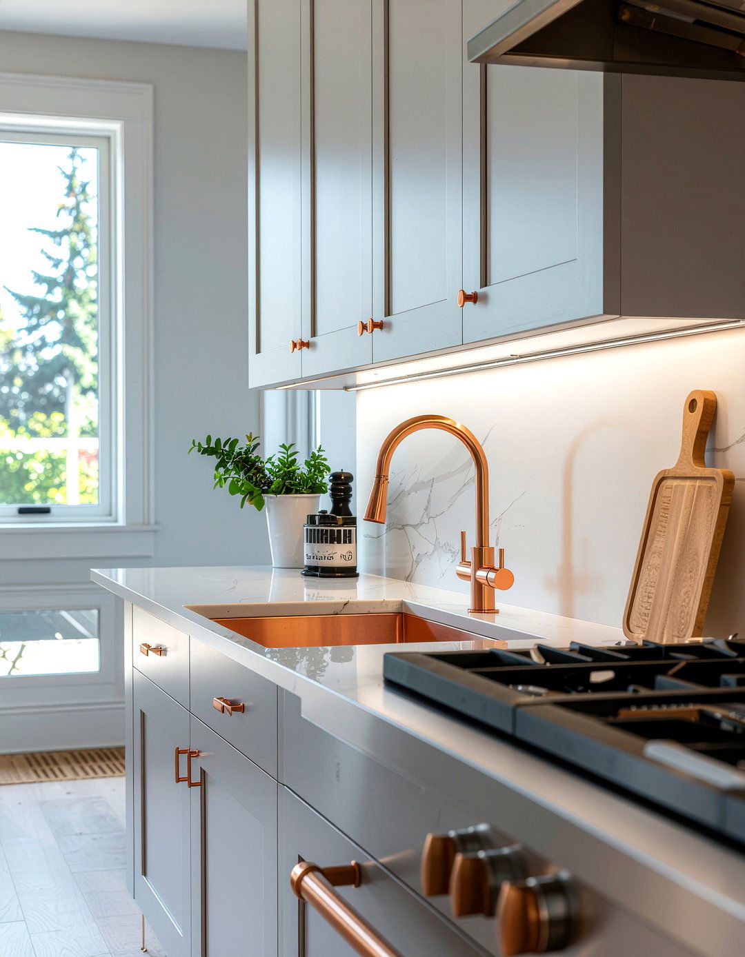 Light Gray Kitchen Copper Hardware - 30 light gray kitchen ideas