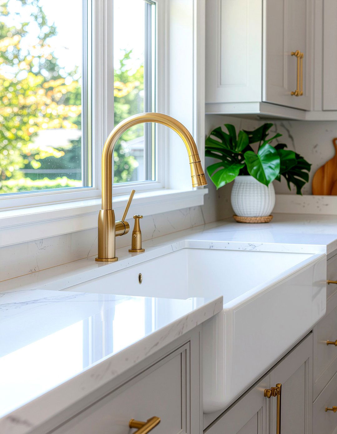 Light Gray Kitchen Gold Faucet - 30 light gray kitchen ideas