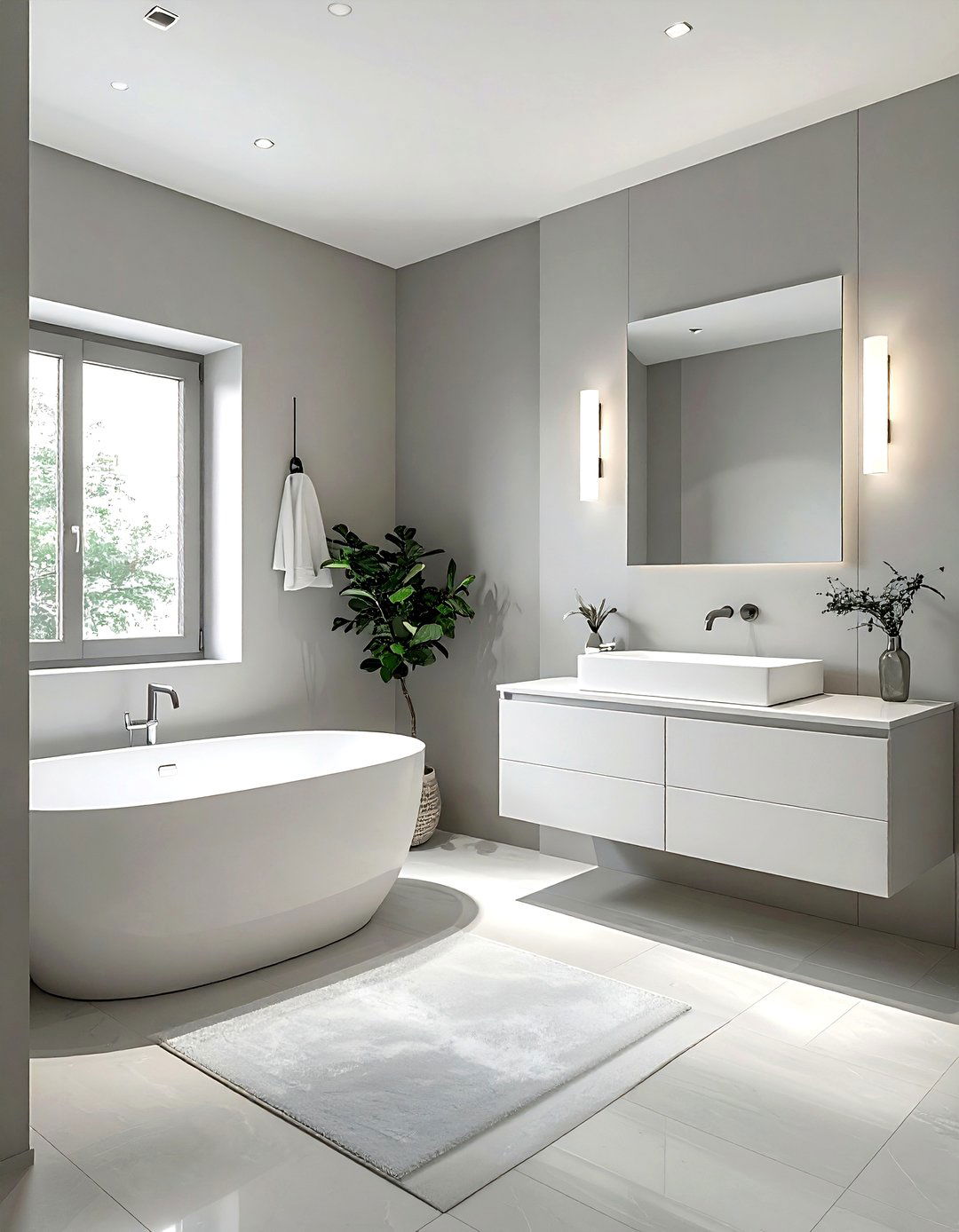 Light Gray Minimalist Bathroom - 30 gray bathroom design ideas