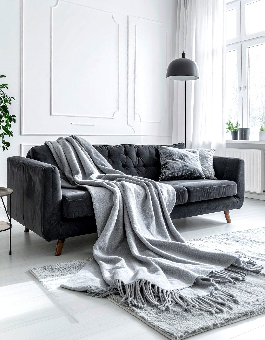 Light Gray Throw Blanket - 30 gray living room accessories ideas