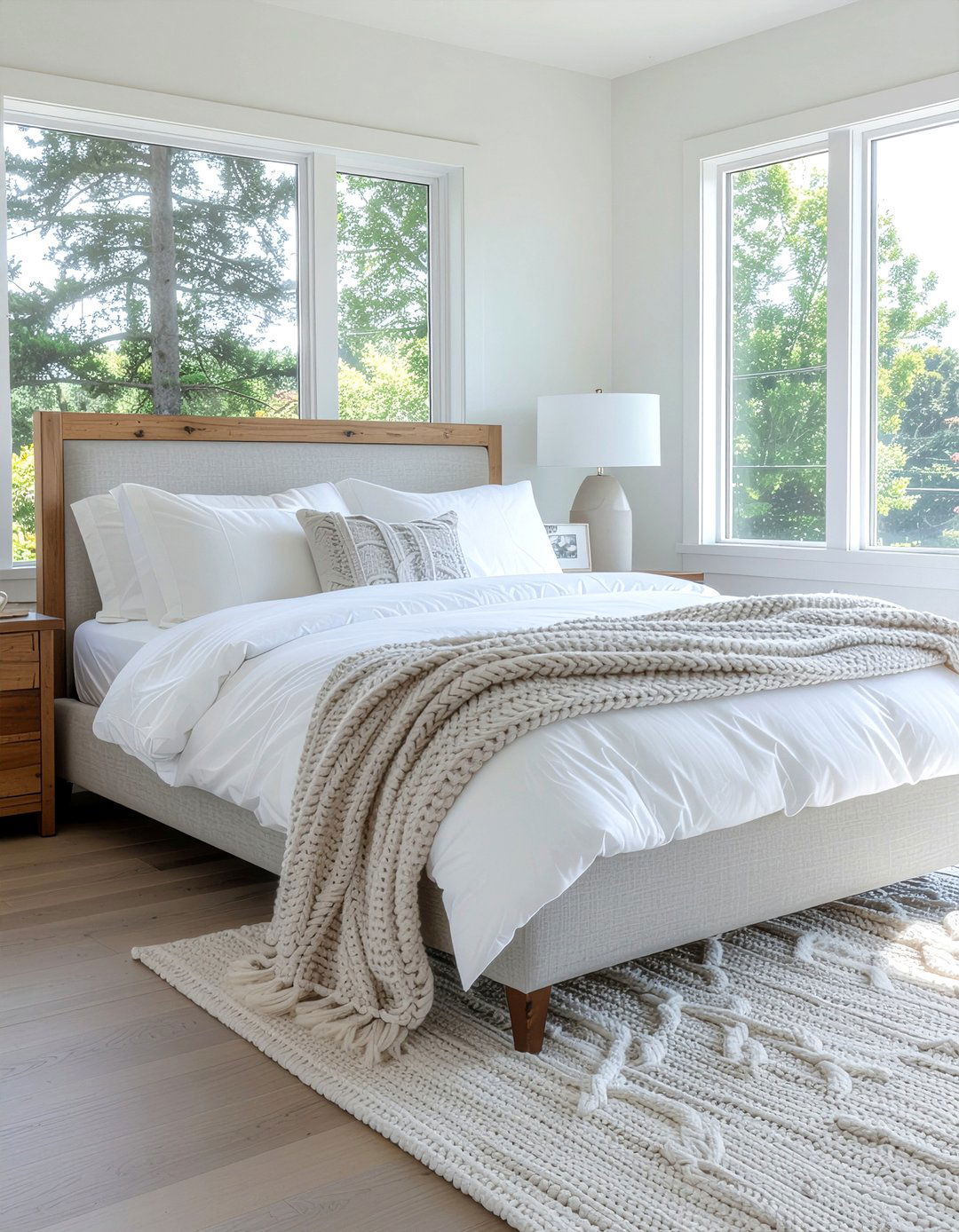 Light Gray Upholstered Bed - 30 bedroom gray furniture ideas