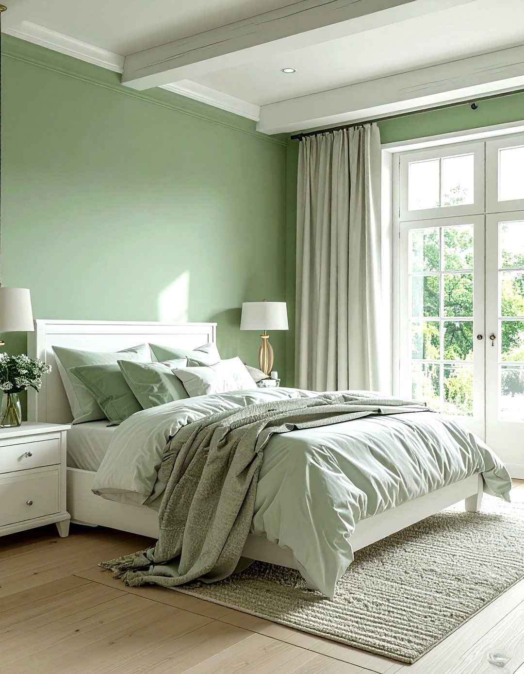 Light Green Airy Bedroom - 30 farmhouse green bedroom ideas