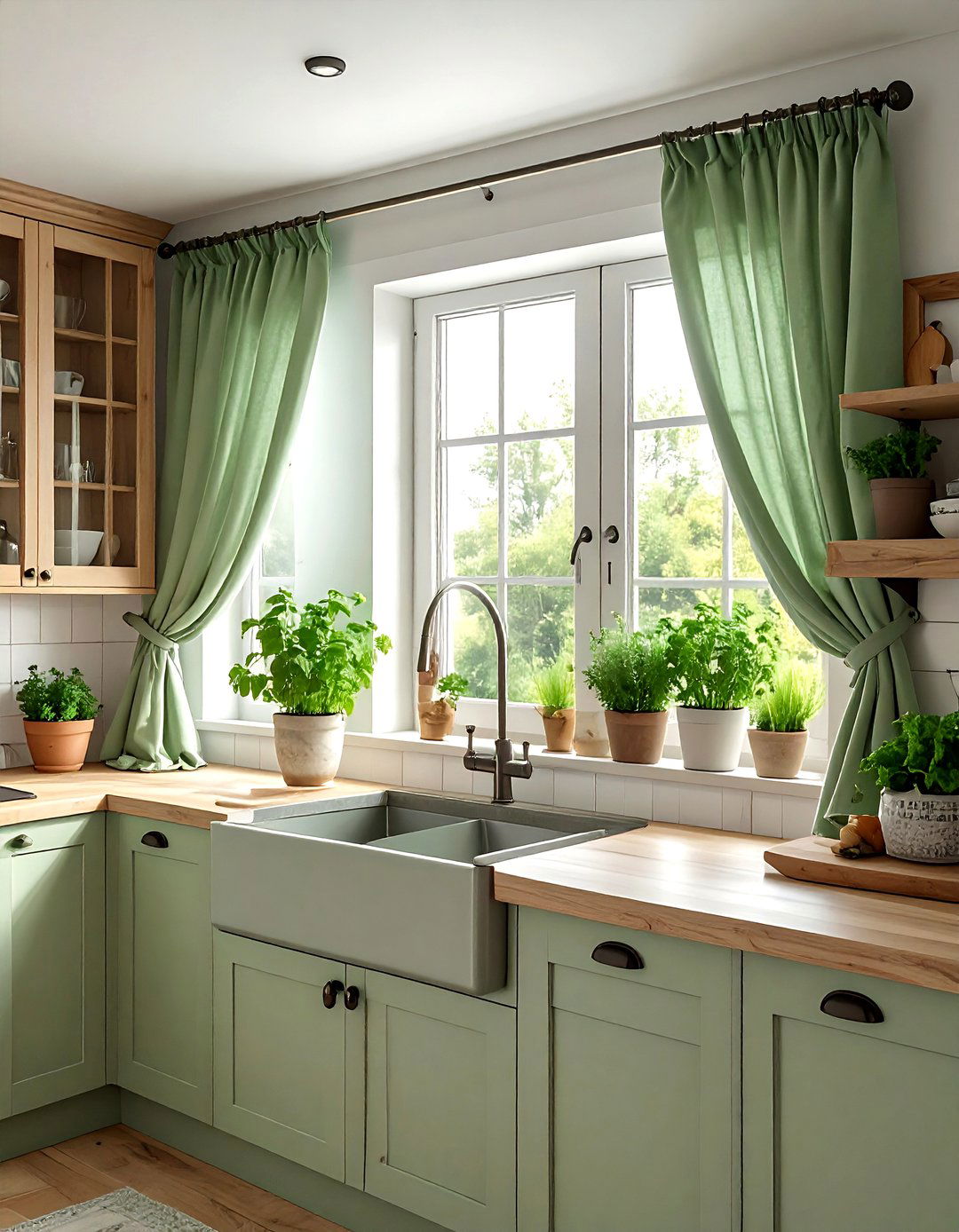 Light Green Kitchen Curtains - 30 green kitchen decor ideas