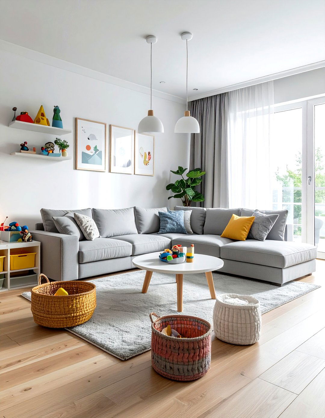 Light Grey Kid Friendly Sectional - 30 living room performance fabric sofa ideas