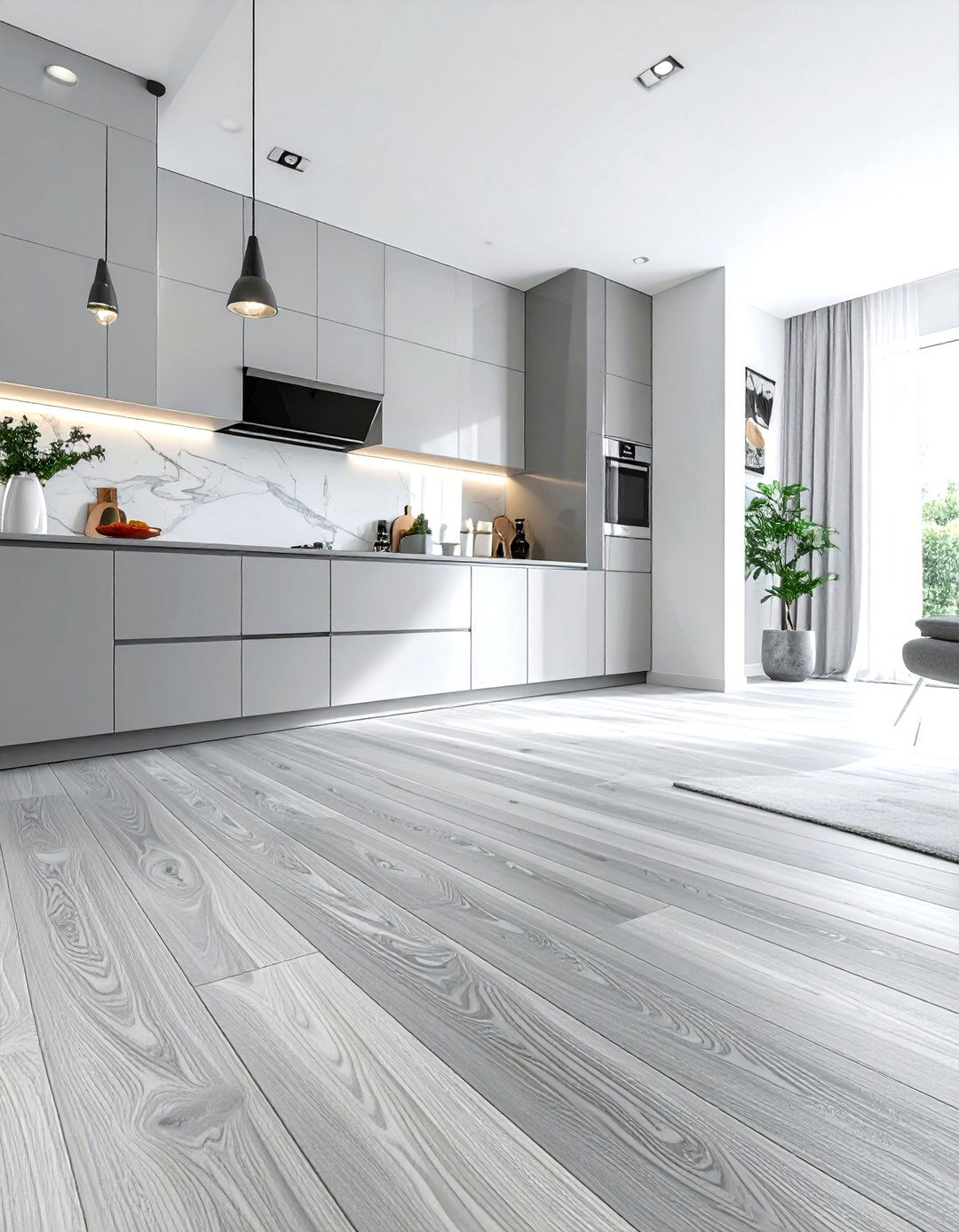 Light Grey Laminate Flooring - 30 grey kitchen decor ideas