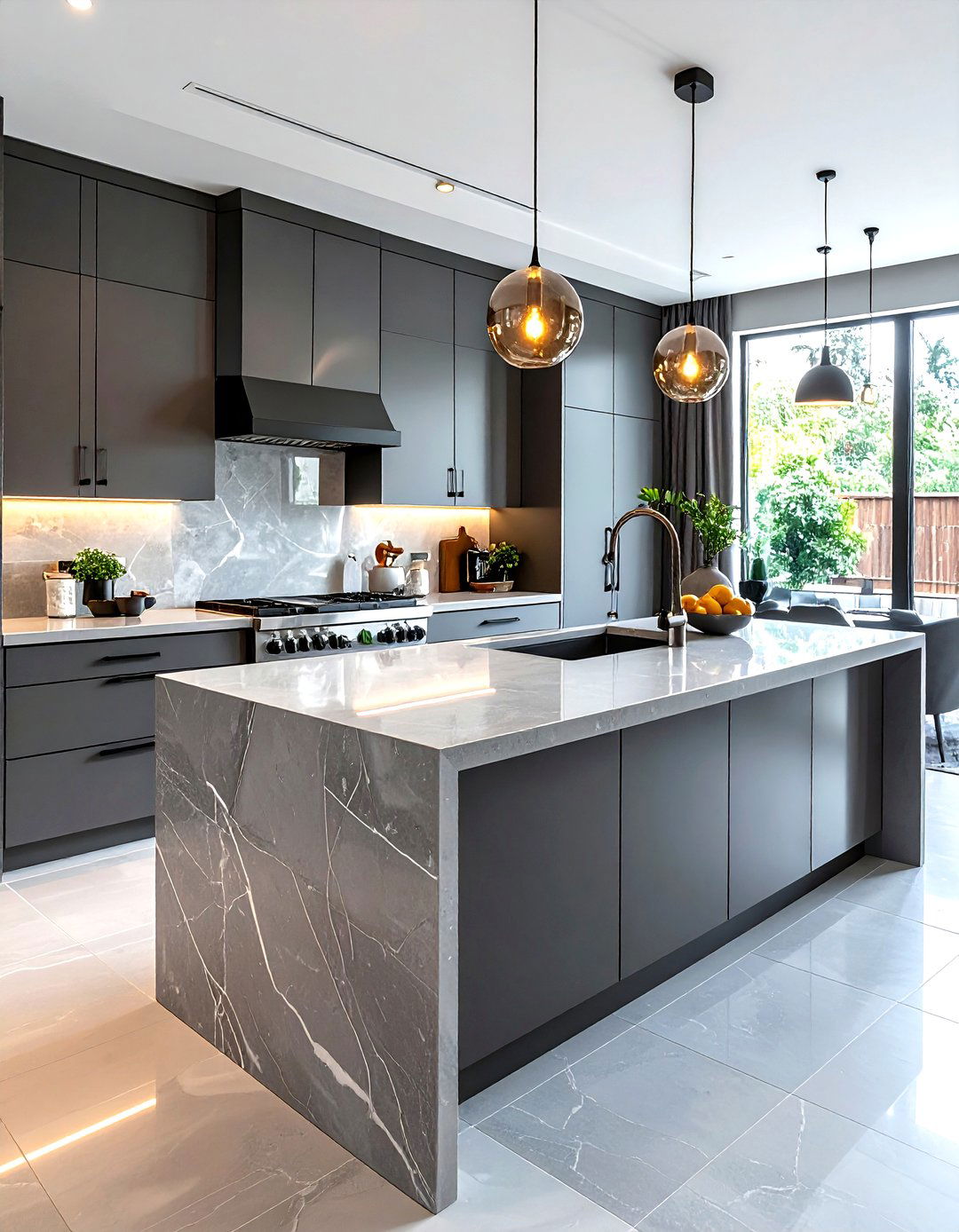 Light Grey Quartz Countertop - 30 grey kitchen decor ideas