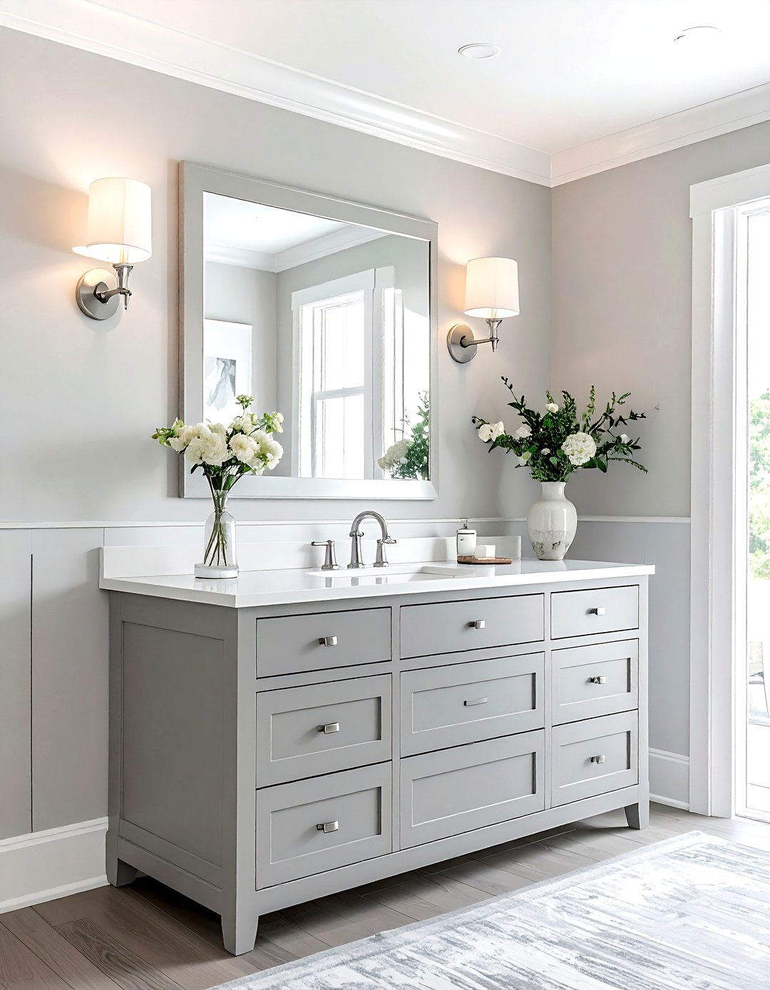 Light Grey Shaker Style Vanity - 30 grey bathroom furniture ideas