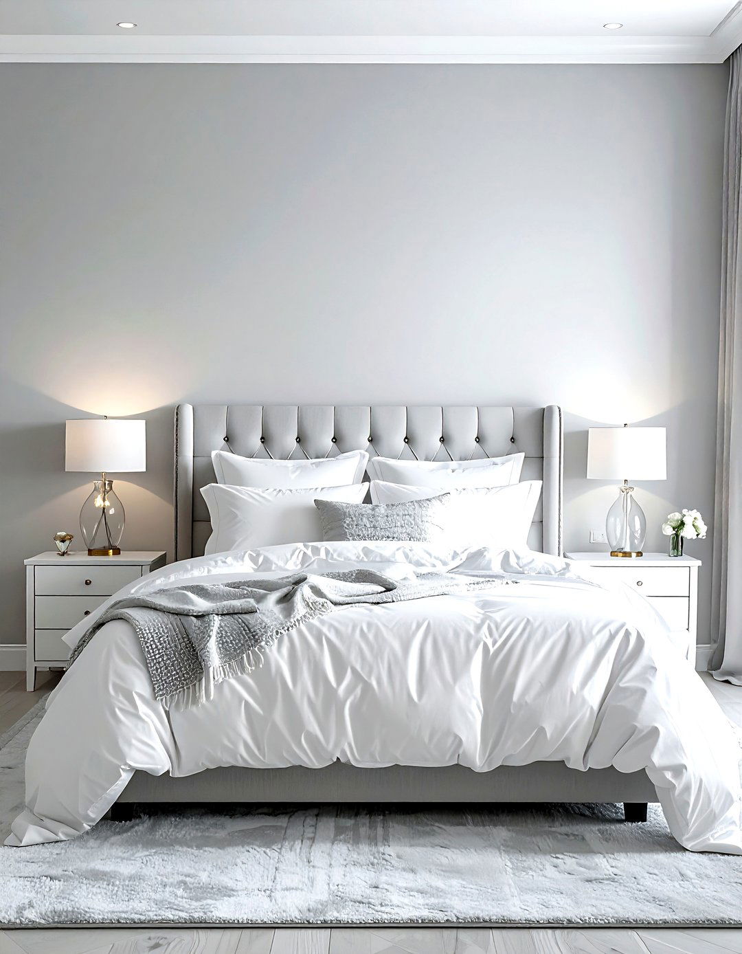 Light Grey Walls White Bedding - 30 grey and white bedroom ideas