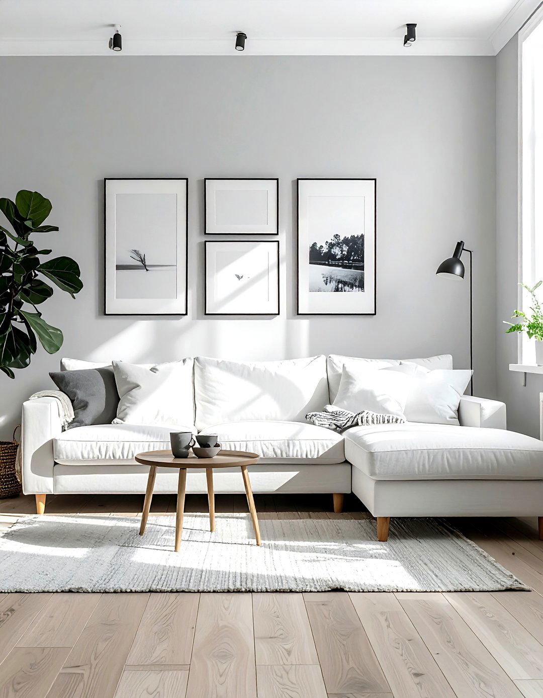 Light Grey Walls - 30 scandinavian grey living room ideas