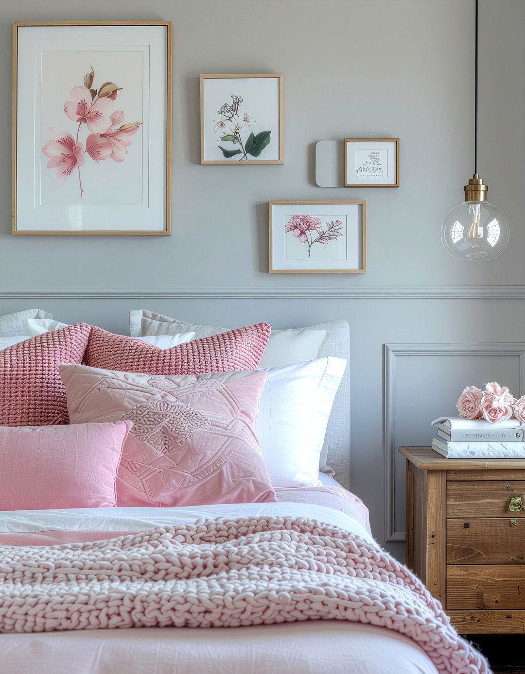 Light Grey and Pink Bedroom - 30 pastel bedroom ideas