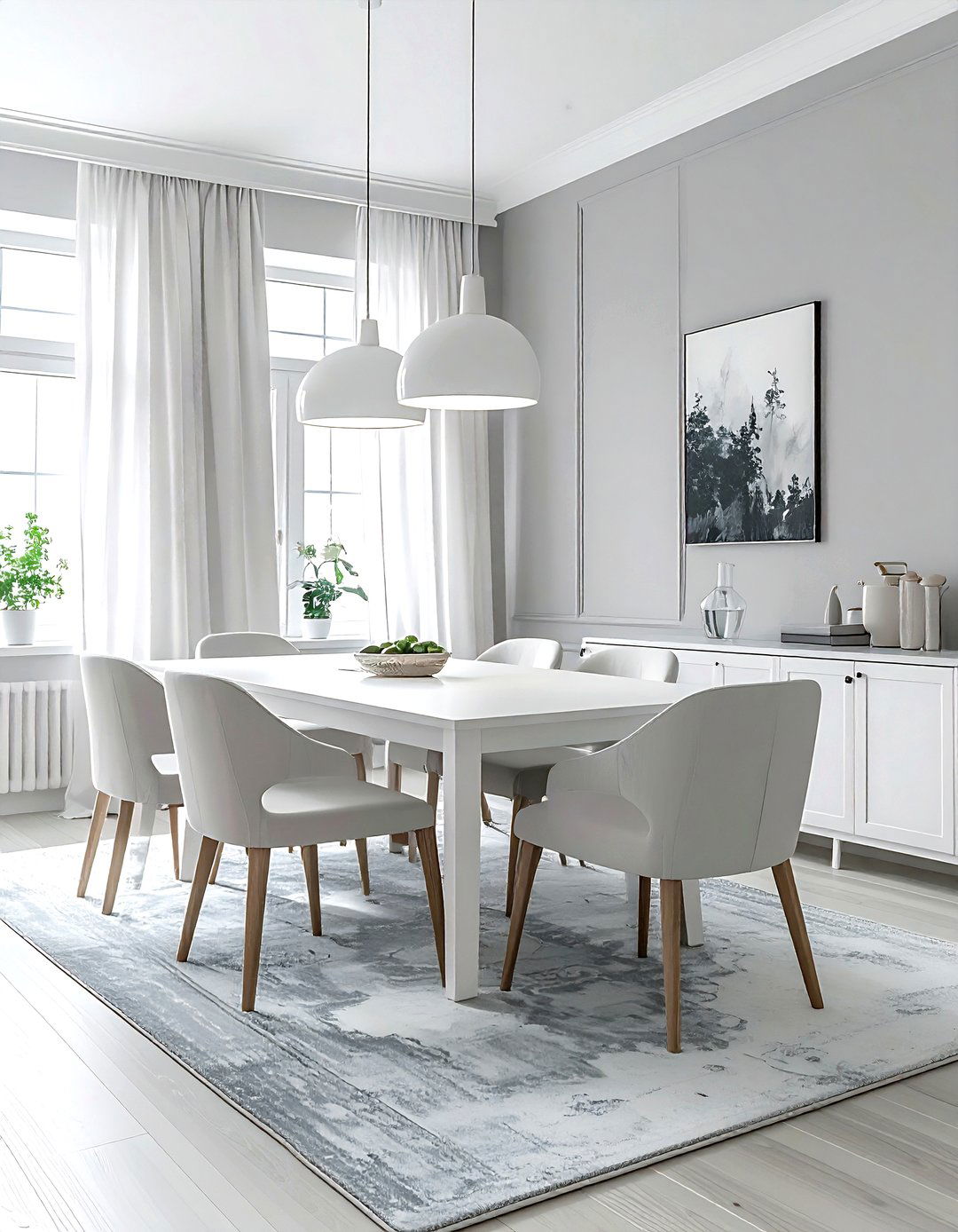 Light Grey and White Dining Room - 30 grey and white dining room ideas