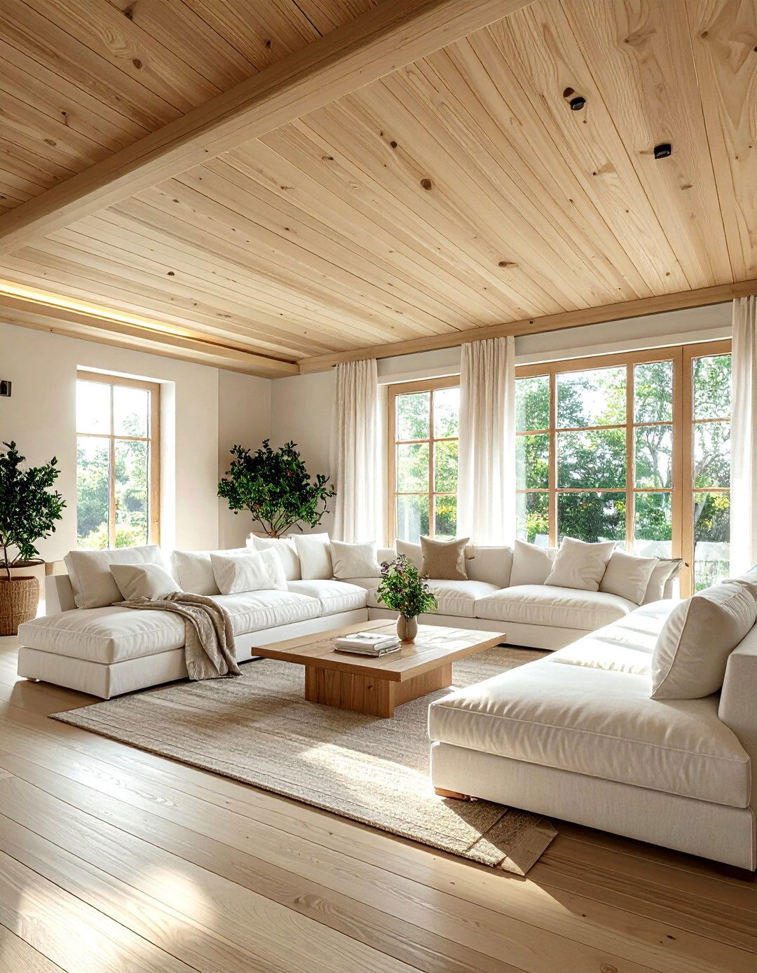 Light Oak Barrel Ceiling - 30 living room barrel ceiling ideas