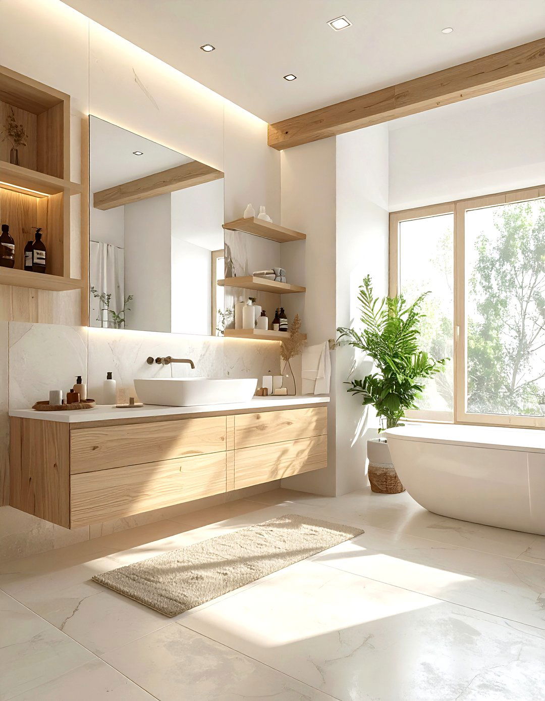 Light Oak Bathroom - 30 warm brown bathroom ideas