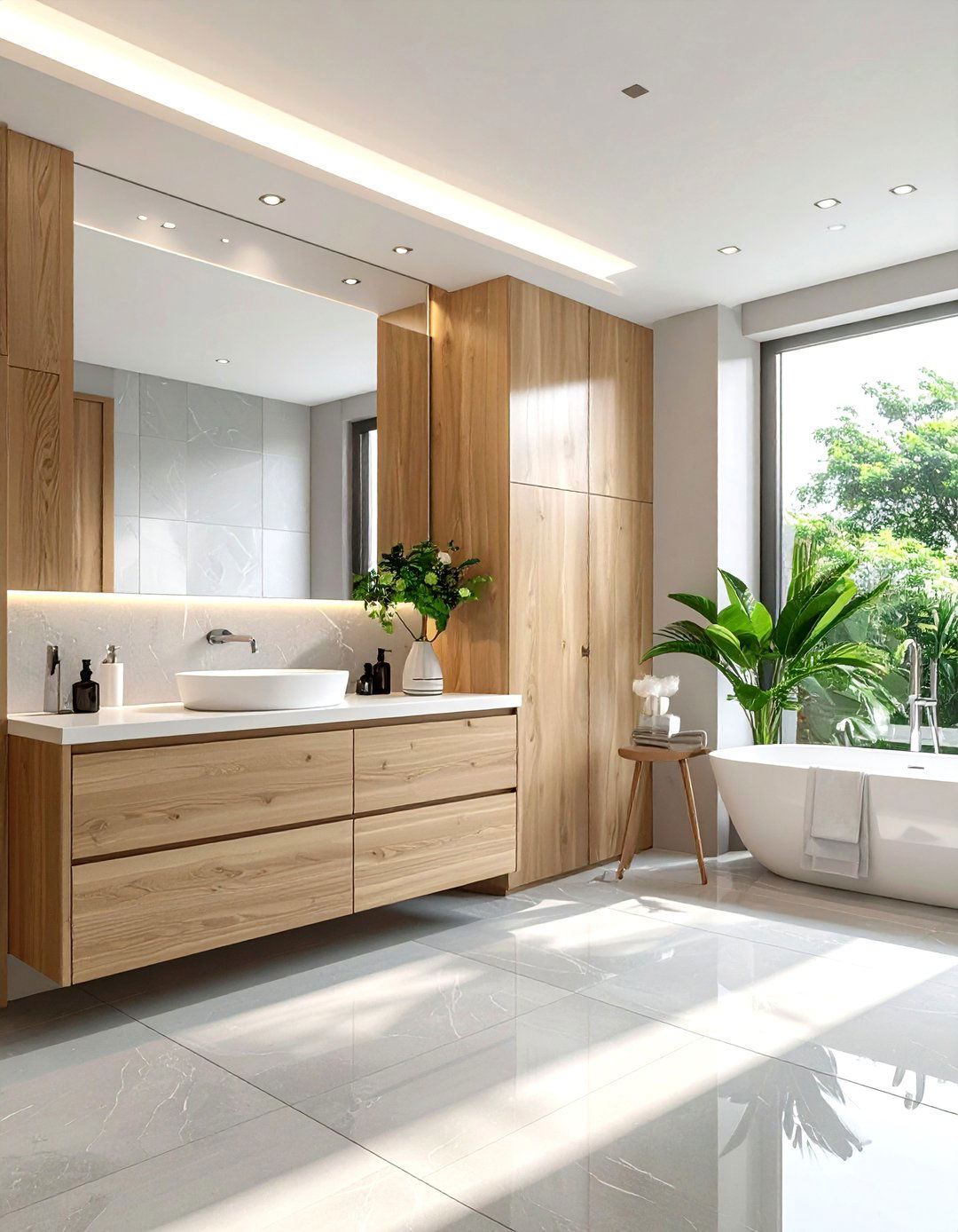 Light Oak Bathroom - 30 neutral bathroom ideas