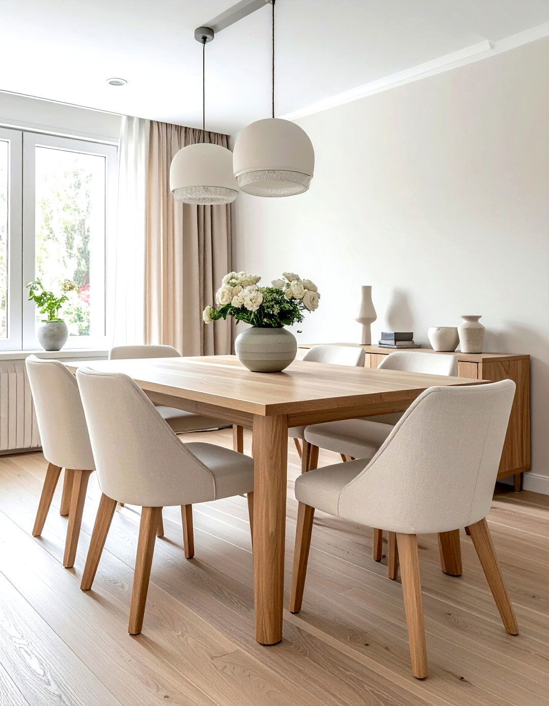 Light Oak Dining Table - 30 warm neutral dining room ideas
