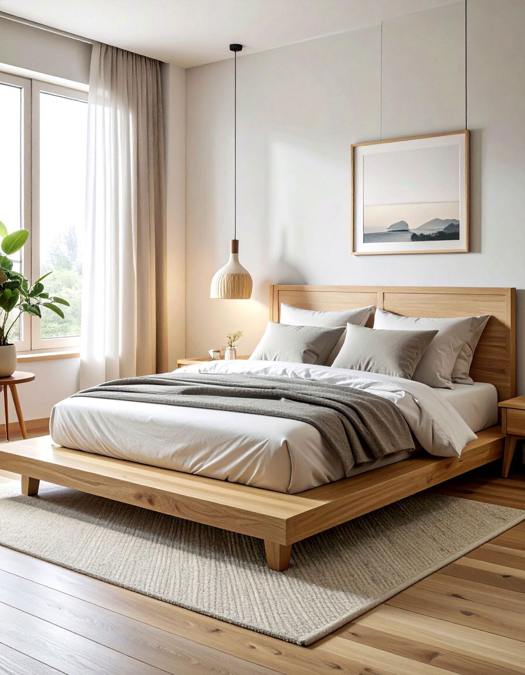 Light Oak Platform Bed - 30 soft minimalist bedroom ideas