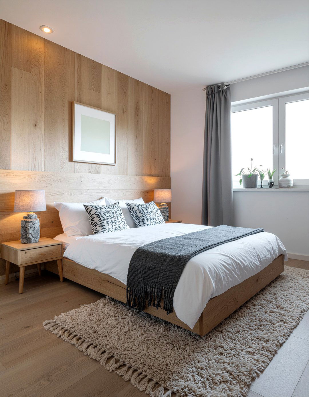 Light Oak Wood Slat Wallpaper - 30 bedroom minimalist wallpapers