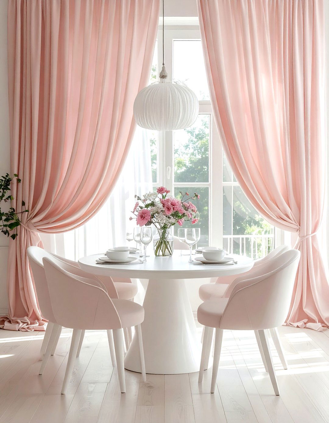 Light Pink Curtain Dining Room - 30 blush dining room ideas