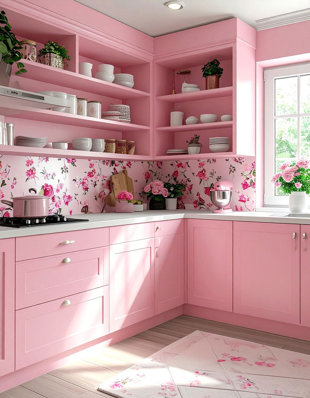 Light Pink Kitchen Pantry - 30 pink and white kitchen ideas