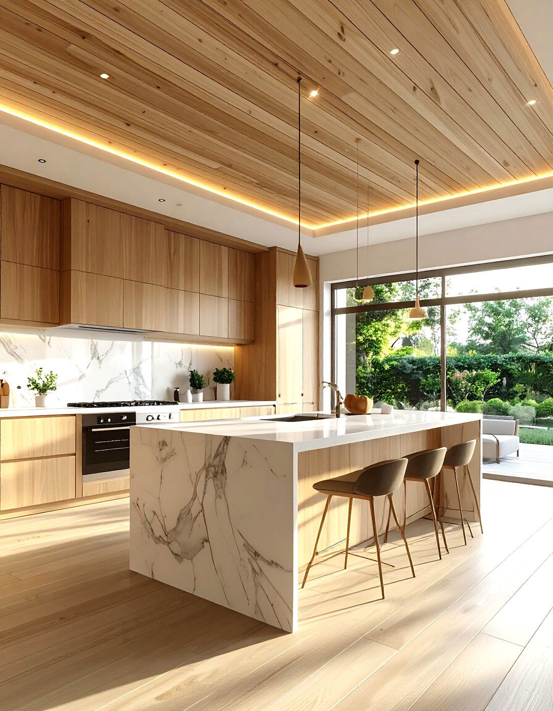 Light Wood Ceiling - 30 light wood kitchen ideas