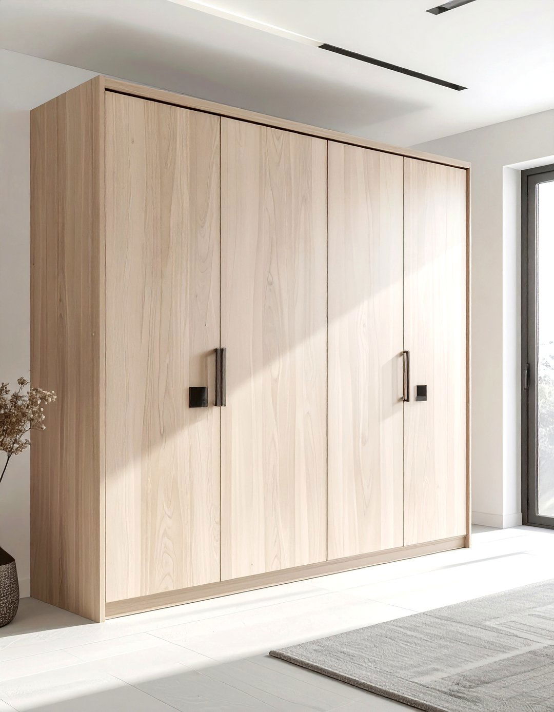Light ash wood wardrobe - 30 beige bedroom furniture ideas