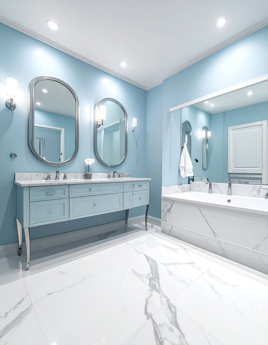 Light blue and silver bathroom - 30 blue and gray bathroom ideas
