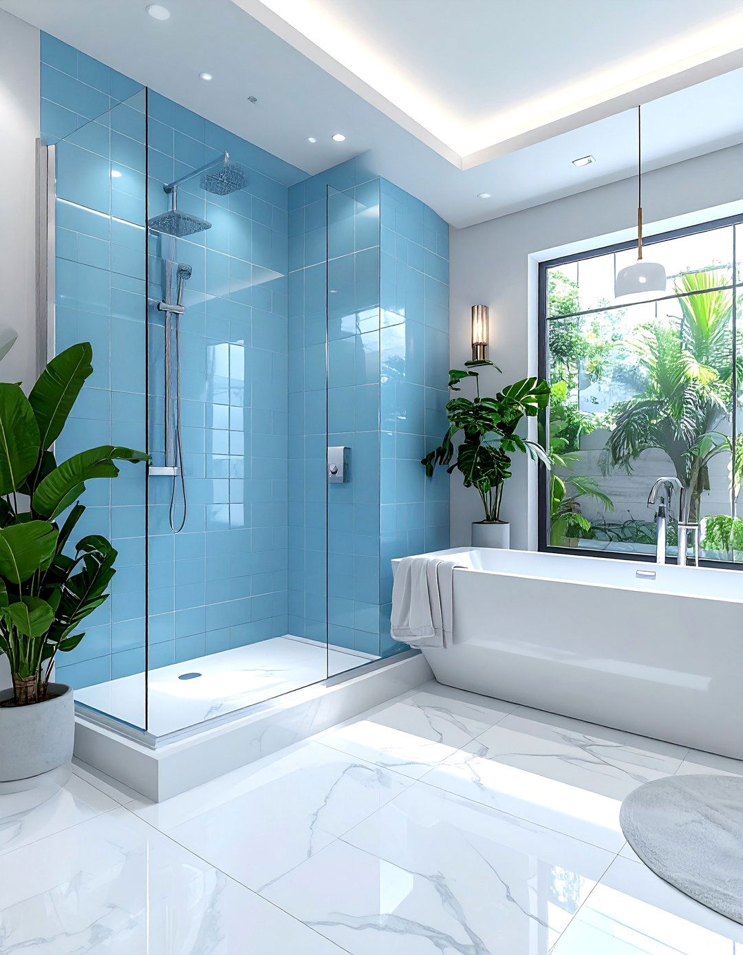 Light blue bathroom tile - 30 light blue decor ideas