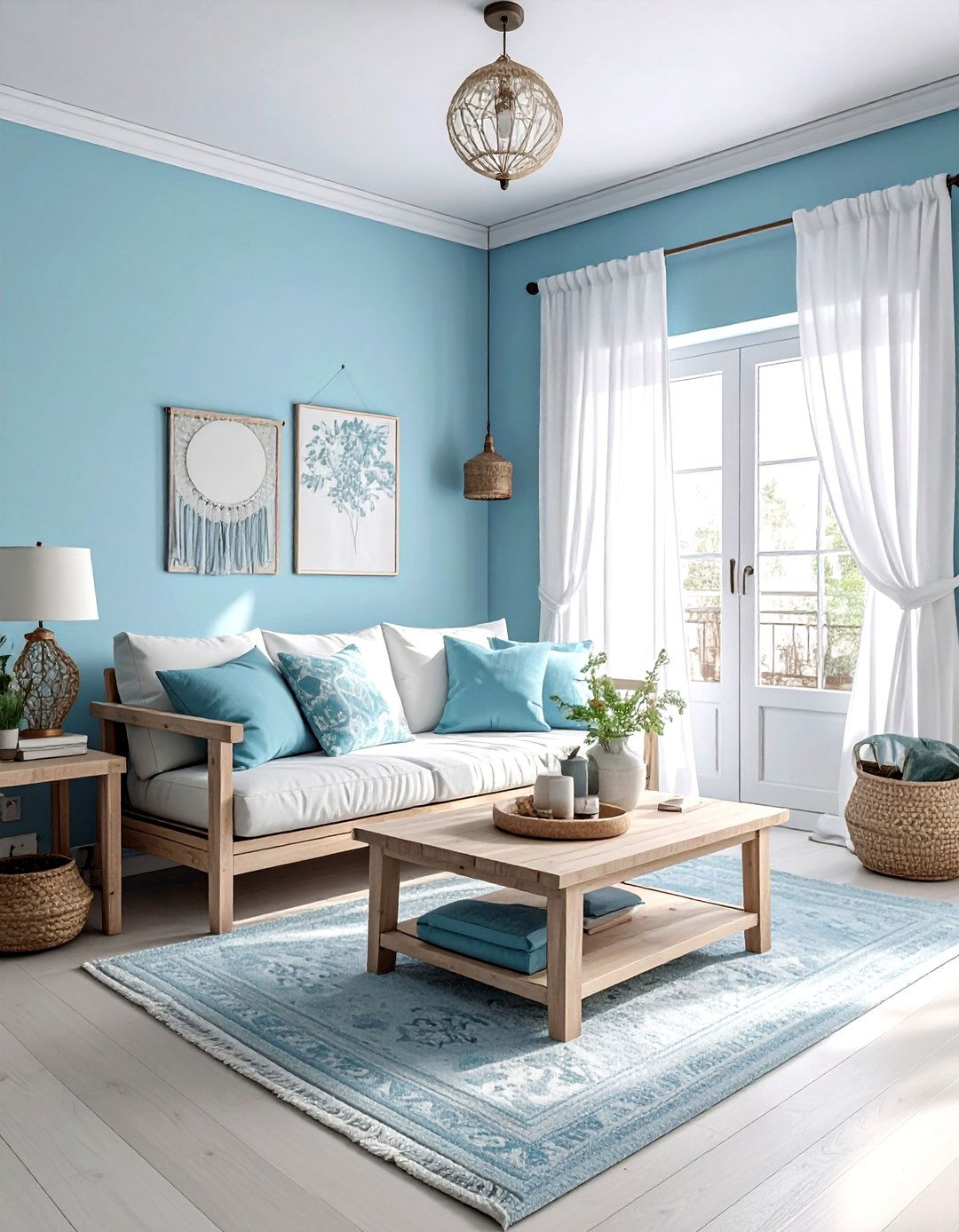 Light blue bohemian living room - 30 bohemian blue living room ideas