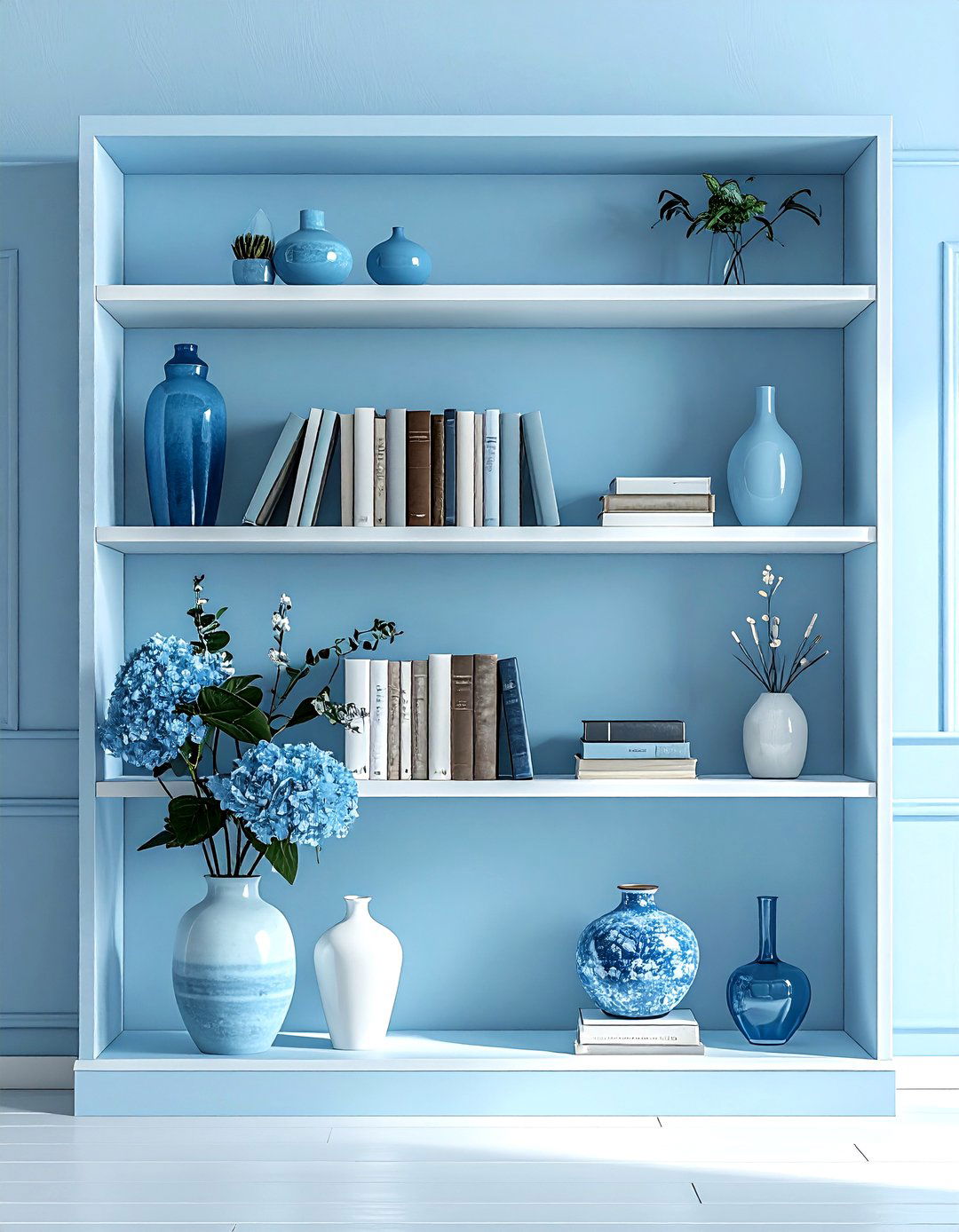Light blue bookshelf styling - 30 light blue decor ideas
