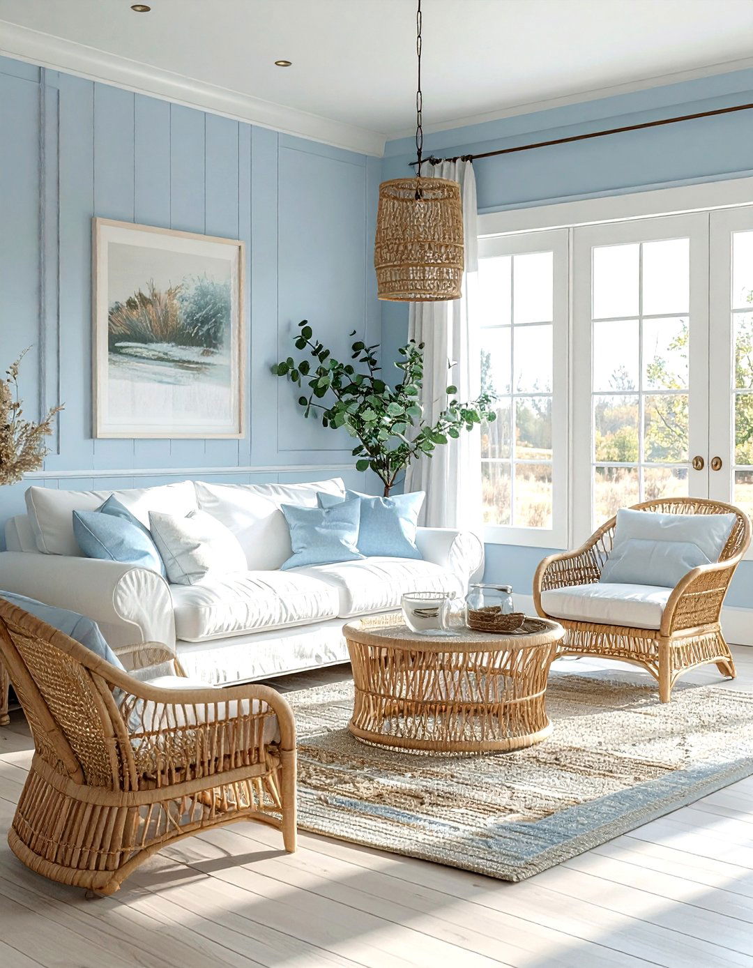 Light blue farmhouse living room - 30 farmhouse blue living room ideas