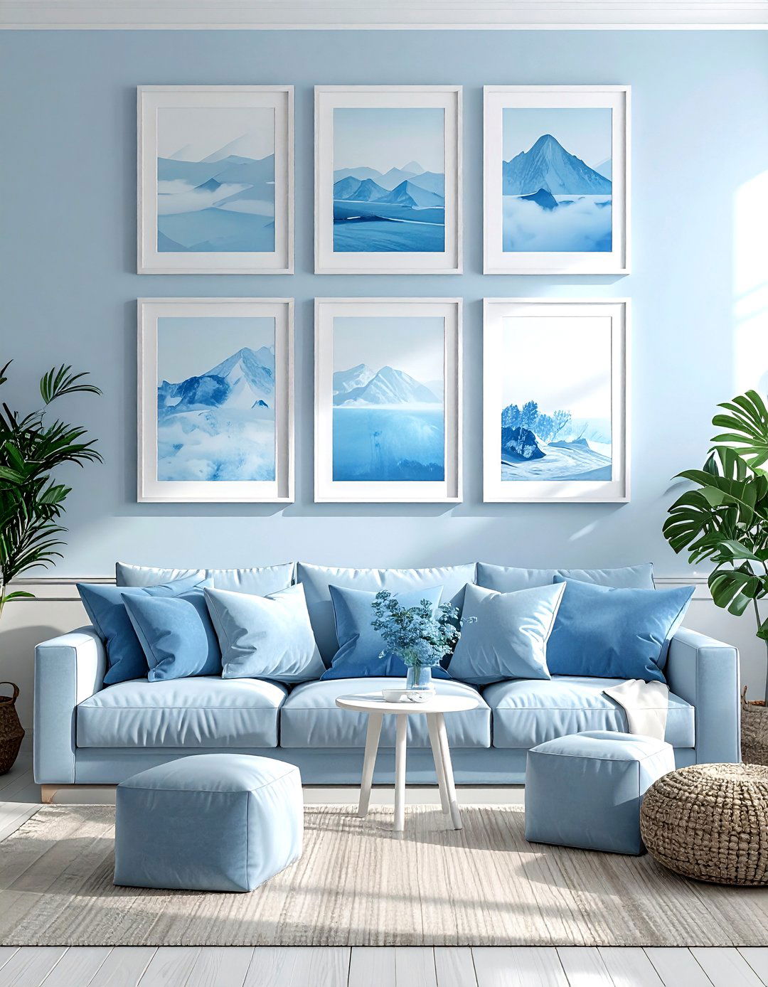 Light blue gallery wall - 30 light blue decor ideas