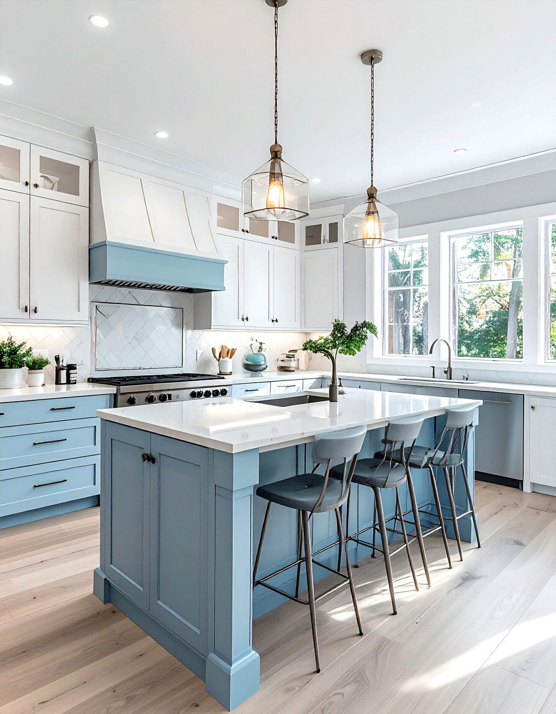 Light blue kitchen island - 30 light blue decor ideas