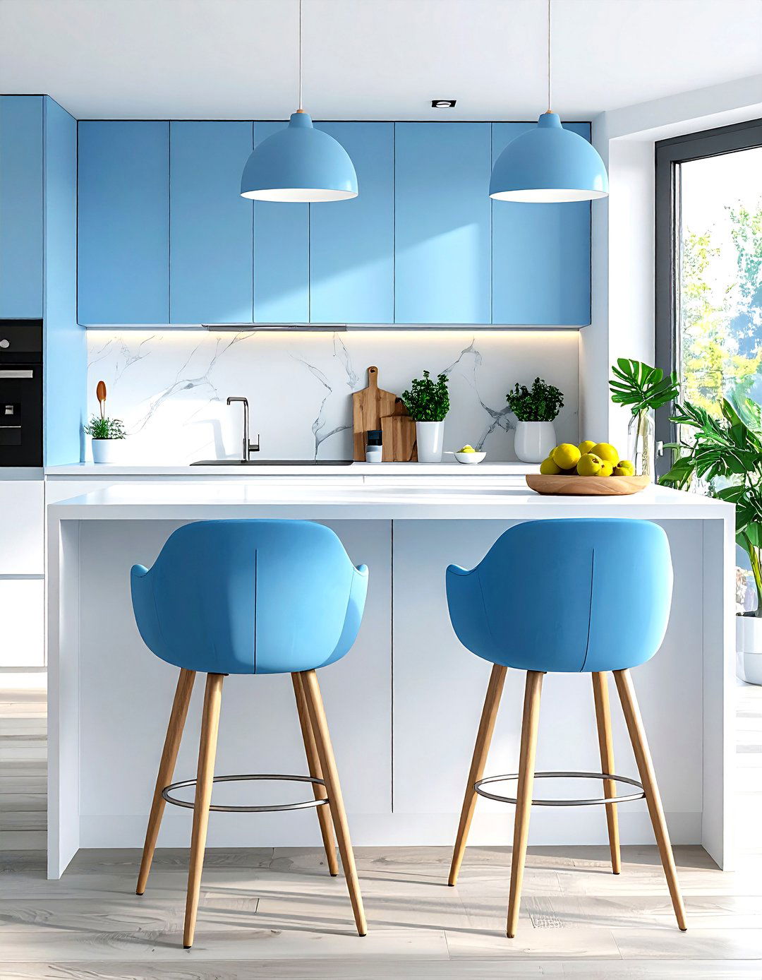 Light blue kitchen stools - 30 light blue decor ideas