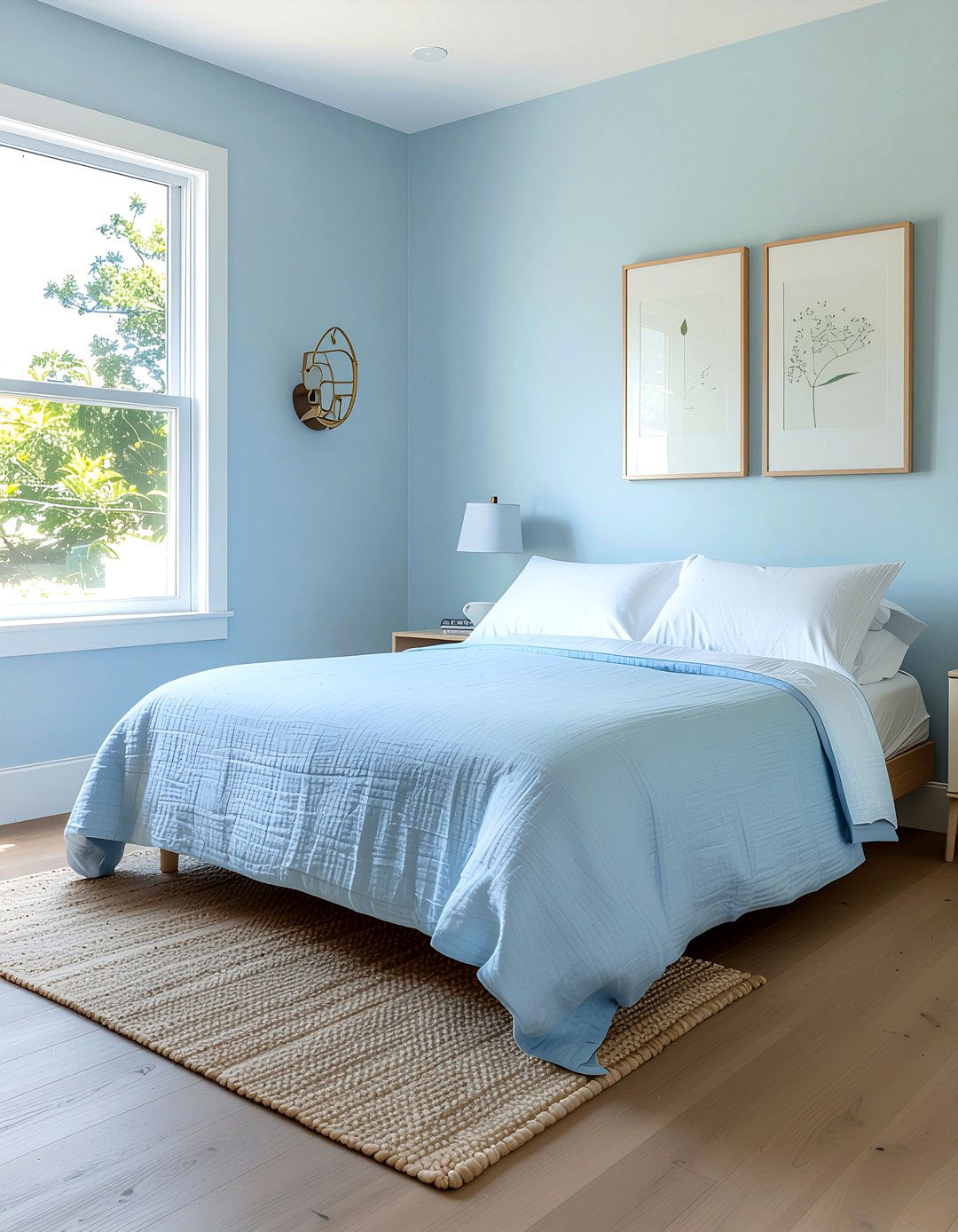 Light blue linen bed - 30 upholstered bed ideas