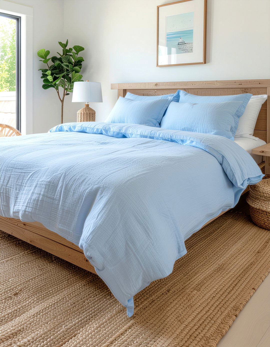 Light blue linen bedding - 30 bedroom blue bedding ideas