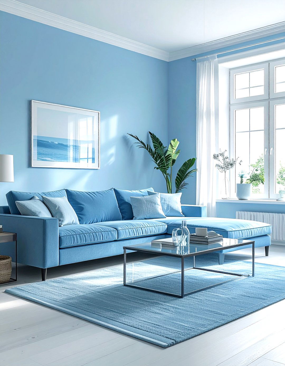 Light blue living room - 30 monochromatic living room ideas