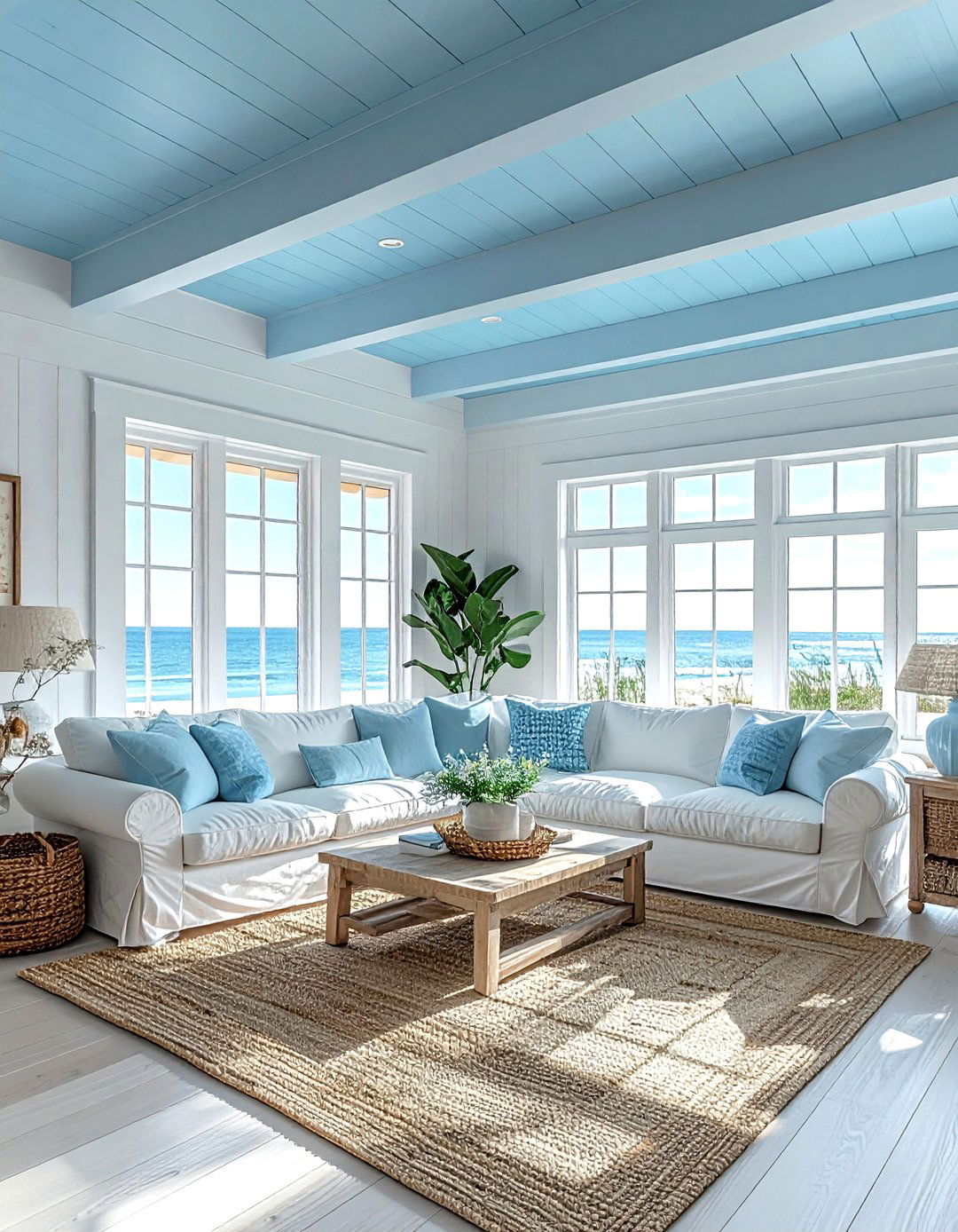 Light blue living room ceiling - 30 living room painted ceiling ideas