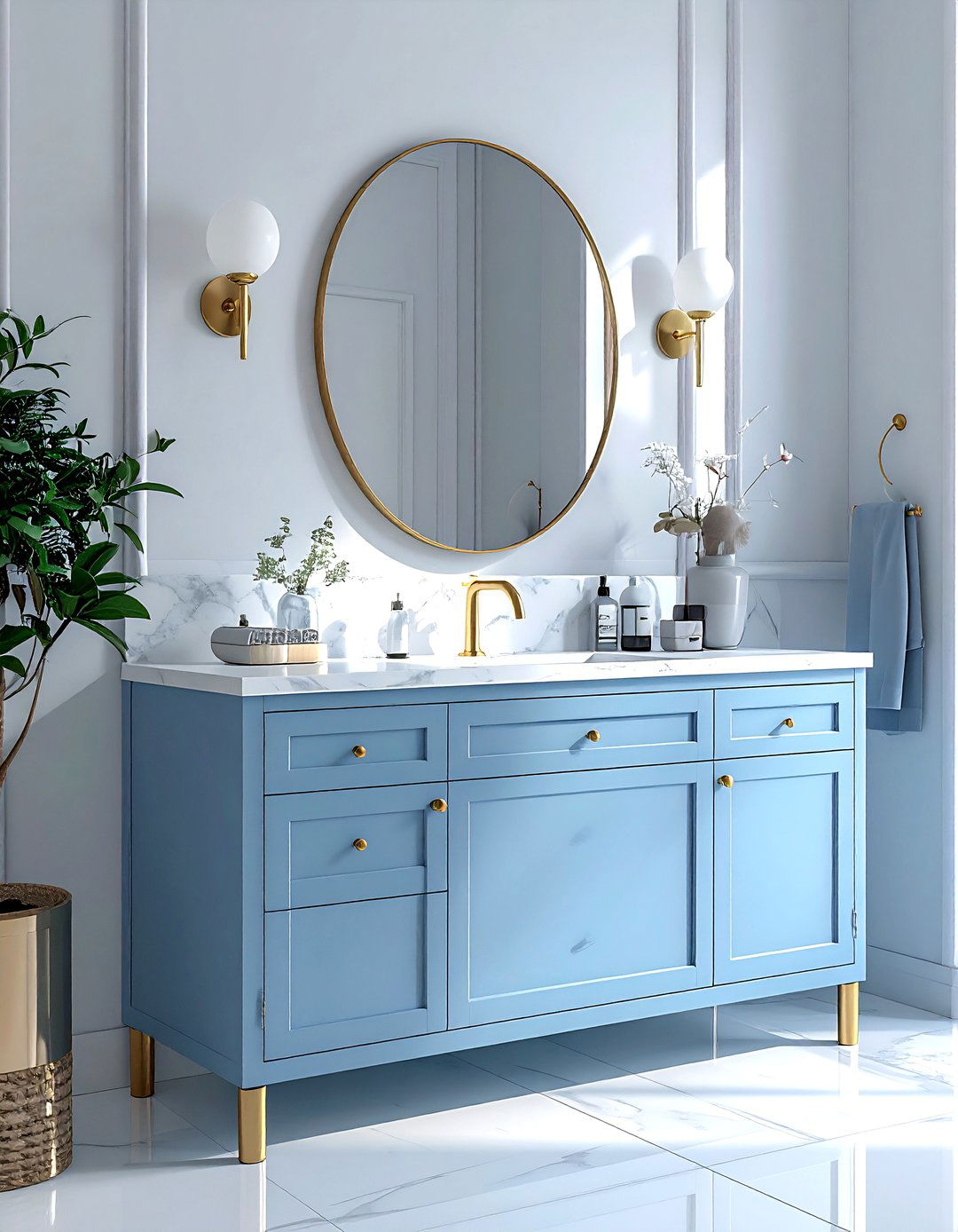 Light blue vanity cabinet - 30 light blue decor ideas