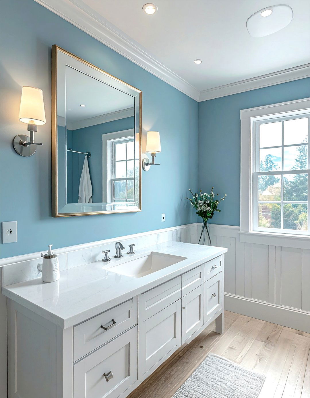 Light blue walls - 30 English bathroom ideas