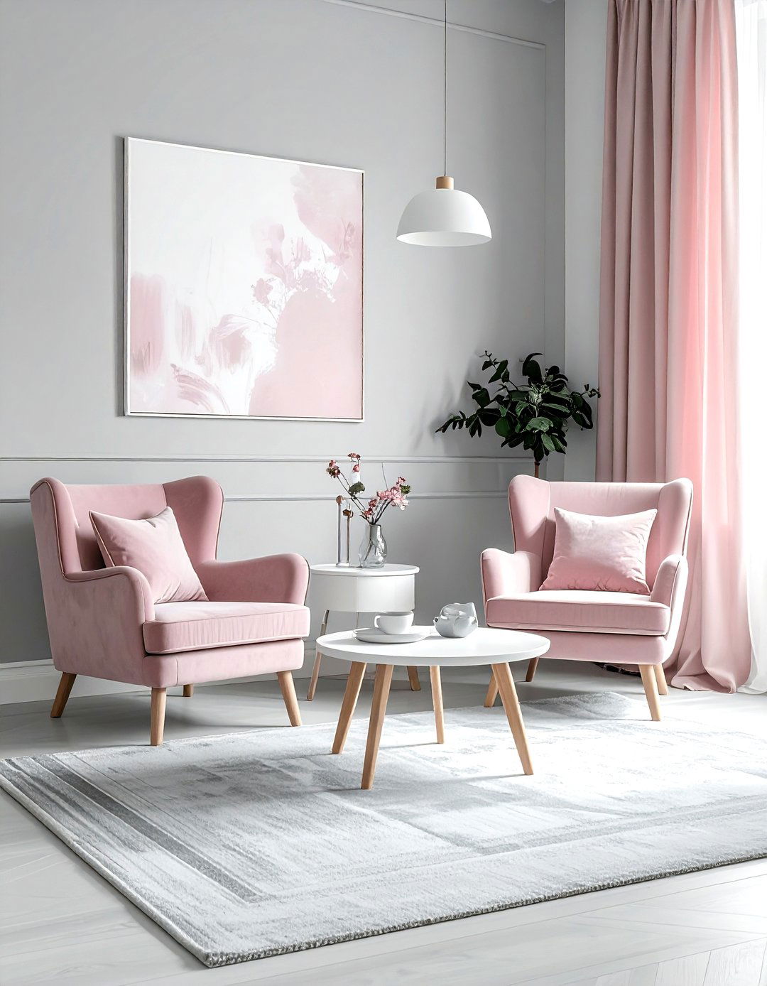 Light gray and dusty rose living room - 30 pink gray living room ideas