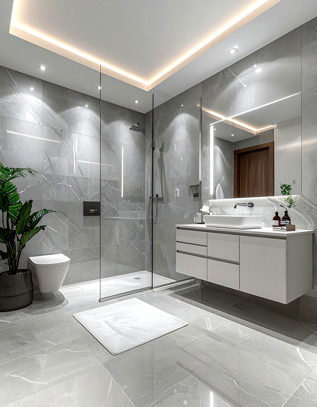 Light gray bathroom tiles - 30 gray bathroom decor ideas