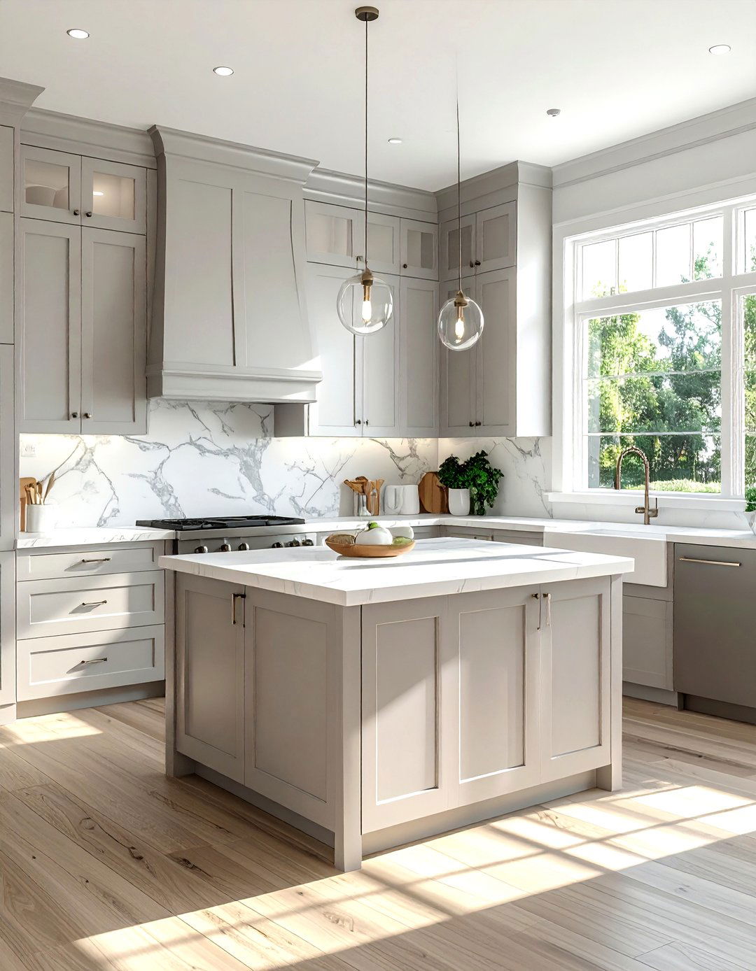 Light gray cabinets white countertops - 30 gray and white kitchen ideas