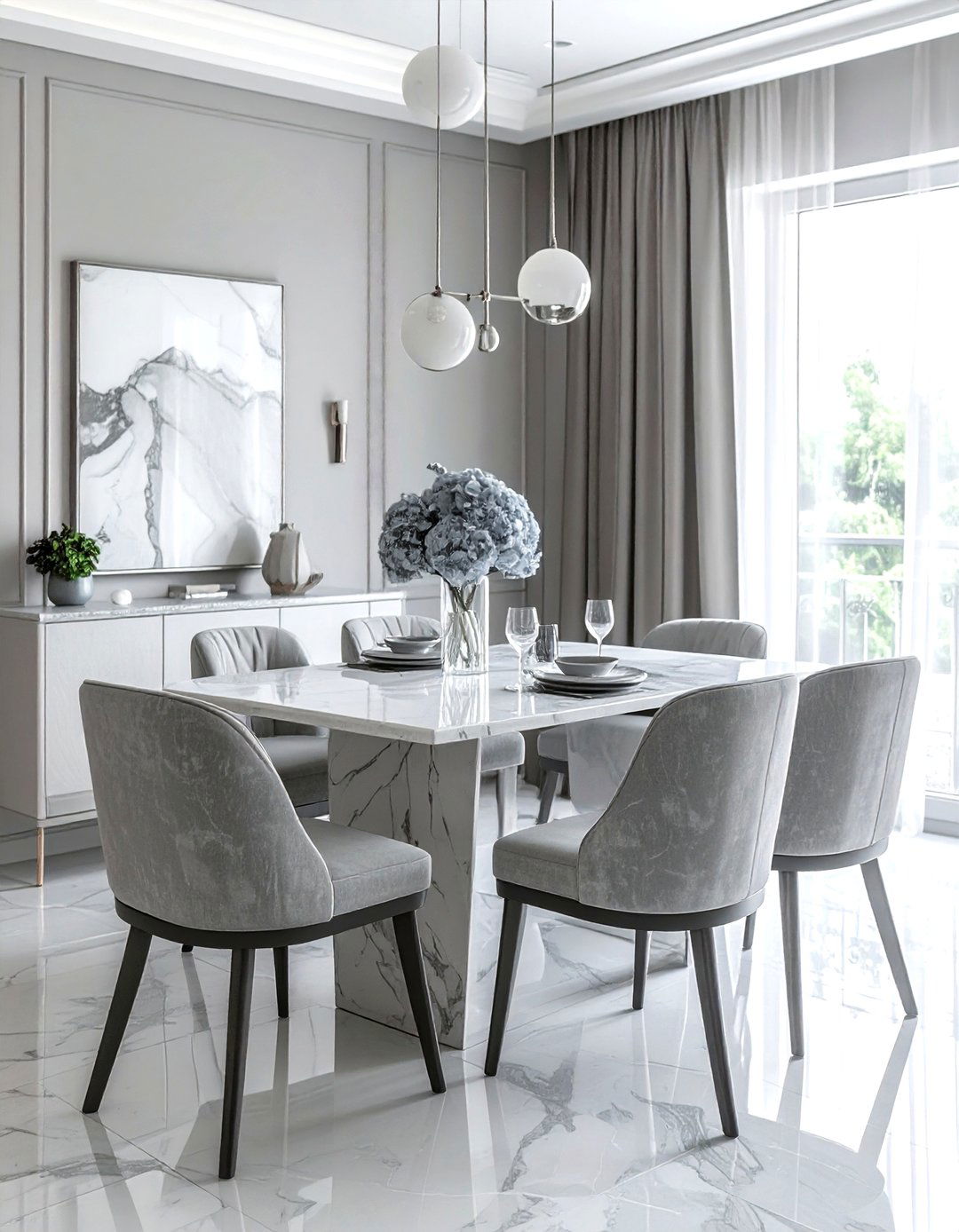 Light gray dining room - 30 monochromatic dining room ideas