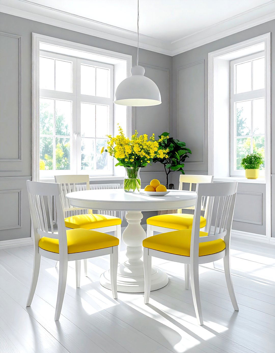 Light gray lemon yellow dining - 30 gray and yellow dining room ideas