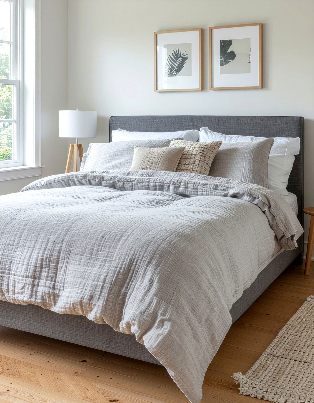 Light gray linen sheets - 30 all gray bedroom ideas