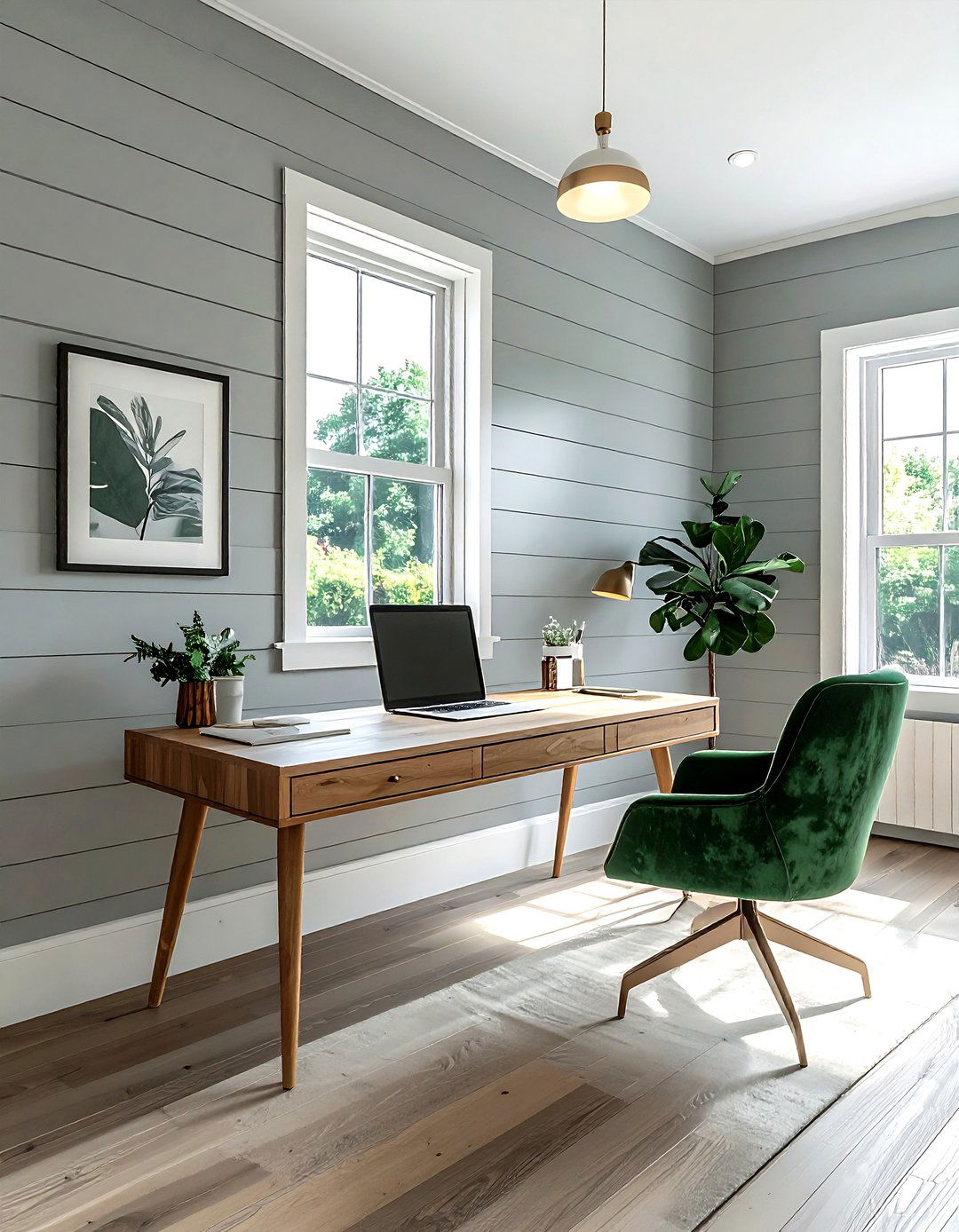 Light gray shiplap home office - 30 shiplap wall ideas