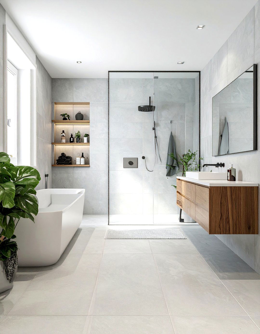 Light gray tile - 30 townhouse bathroom ideas